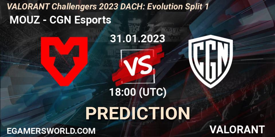  MOUZ contre CGN Esports : prédiction de match. 31.01.23. VALORANT, VALORANT Challengers 2023 DACH: Evolution Split 1