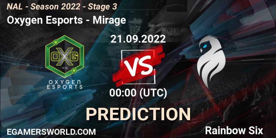 Oxygen Esports contre Mirage : prédiction de match. 21.09.22. Rainbow Six, NAL - Season 2022 - Stage 3