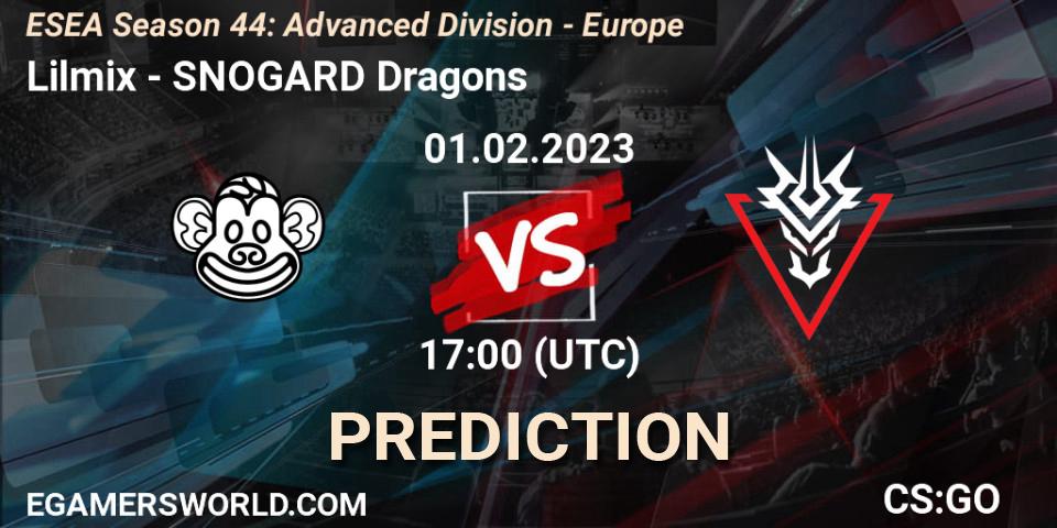 Lilmix contre SNOGARD Dragons : prédiction de match. 01.02.23. CS2 (CS:GO), ESEA Season 44: Advanced Division - Europe