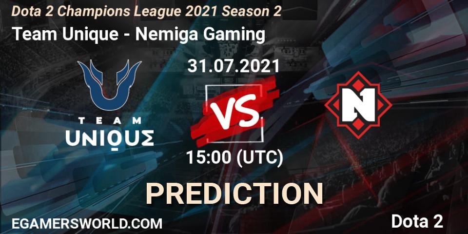 Team Unique contre Nemiga Gaming : prédiction de match. 01.08.2021 at 12:00. Dota 2, Dota 2 Champions League 2021 Season 2