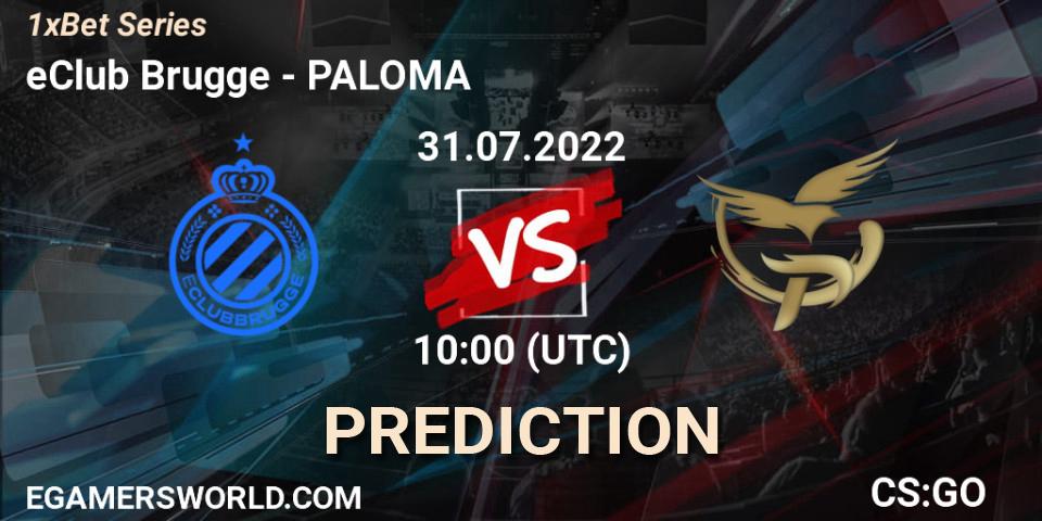 eClub Brugge contre PALOMA : prédiction de match. 31.07.2022 at 10:00. Counter-Strike (CS2), 1xBet Series