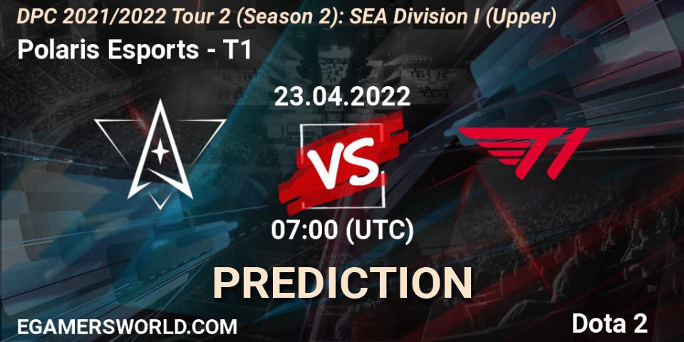 Polaris Esports contre T1 : prédiction de match. 23.04.2022 at 07:01. Dota 2, DPC 2021/2022 Tour 2 (Season 2): SEA Division I (Upper)