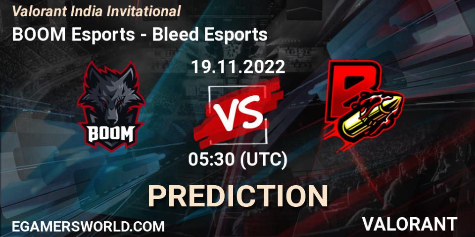 BOOM Esports contre Bleed Esports : prédiction de match. 19.11.2022 at 07:30. VALORANT, Valorant India Invitational