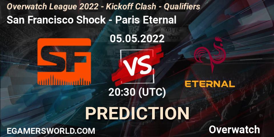 San Francisco Shock contre Paris Eternal : prédiction de match. 05.05.2022 at 21:00. Overwatch, Overwatch League 2022 - Kickoff Clash - Qualifiers