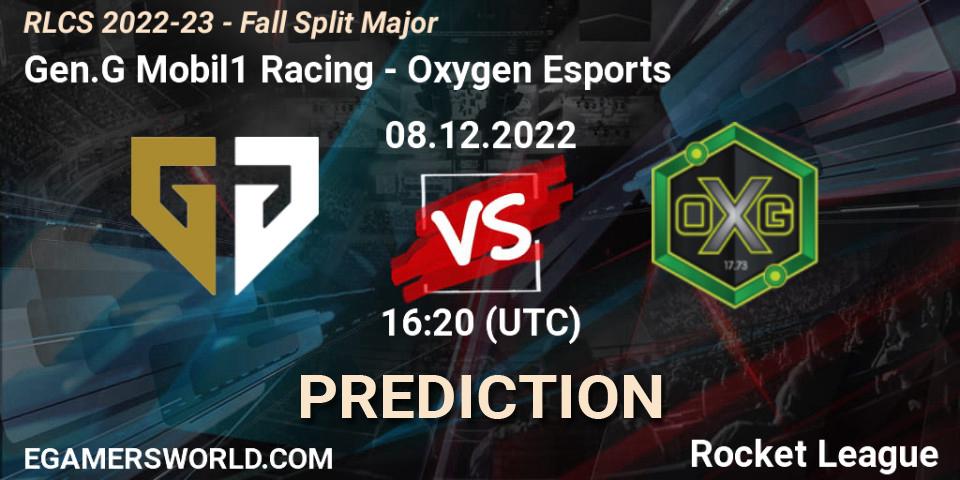Gen.G Mobil1 Racing contre Oxygen Esports : prédiction de match. 08.12.2022 at 16:20. Rocket League, RLCS 2022-23 - Fall Split Major