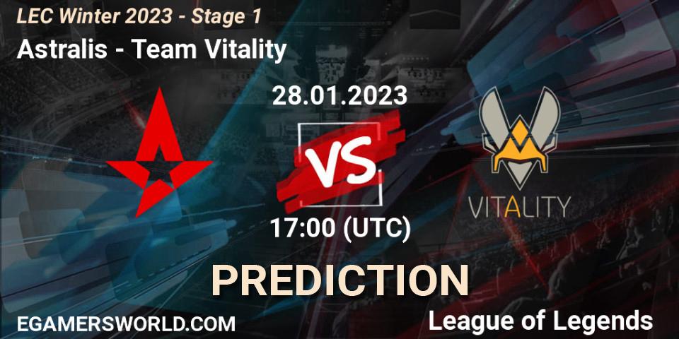 Astralis contre Team Vitality : prédiction de match. 28.01.2023 at 17:00. LoL, LEC Winter 2023 - Stage 1