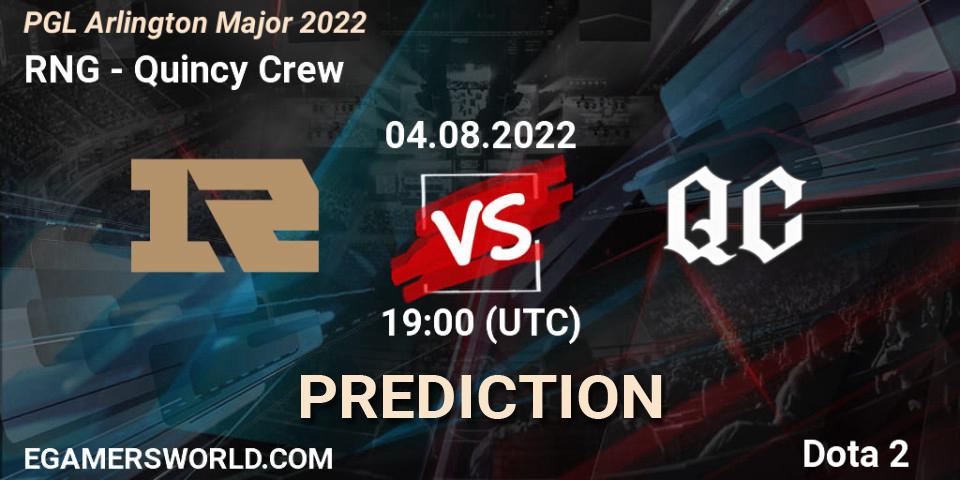 RNG contre Soniqs : prédiction de match. 04.08.2022 at 19:38. Dota 2, PGL Arlington Major 2022 - Group Stage