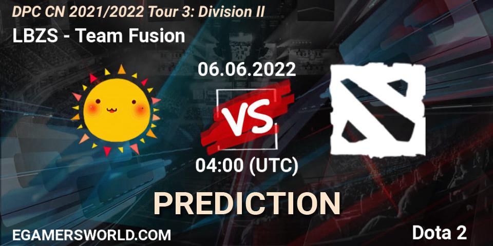 LBZS contre Team Fusion : prédiction de match. 06.06.2022 at 04:06. Dota 2, DPC CN 2021/2022 Tour 3: Division II
