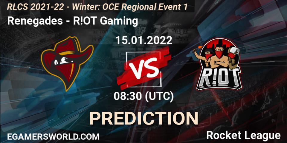 Renegades contre R!OT Gaming : prédiction de match. 15.01.22. Rocket League, RLCS 2021-22 - Winter: OCE Regional Event 1