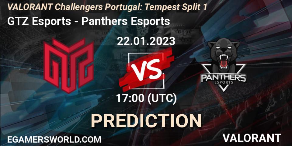 GTZ Esports contre Panthers Esports : prédiction de match. 22.01.2023 at 17:45. VALORANT, VALORANT Challengers 2023 Portugal: Tempest Split 1