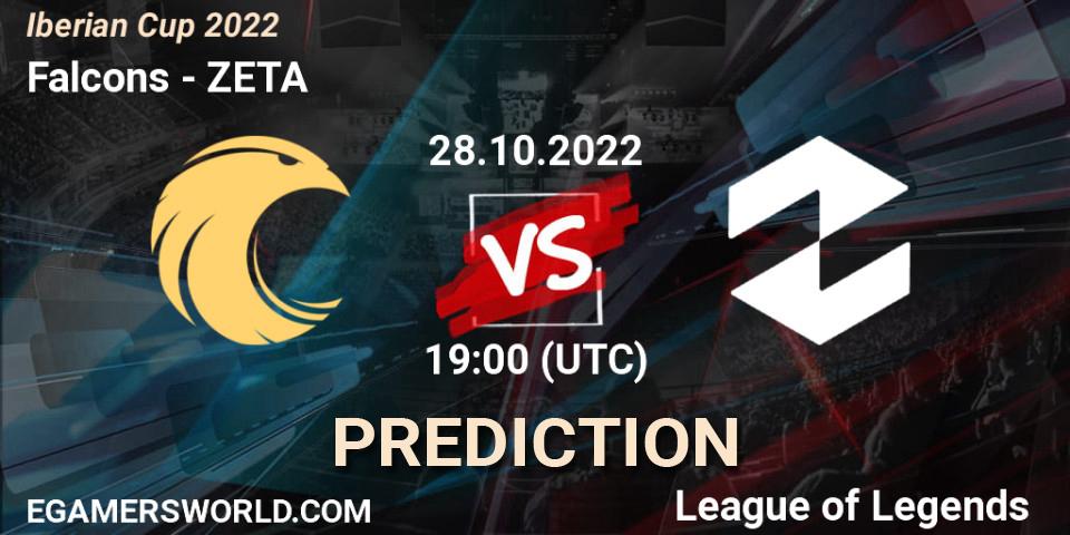 Falcons contre ZETA : prédiction de match. 28.10.2022 at 19:00. LoL, Iberian Cup 2022