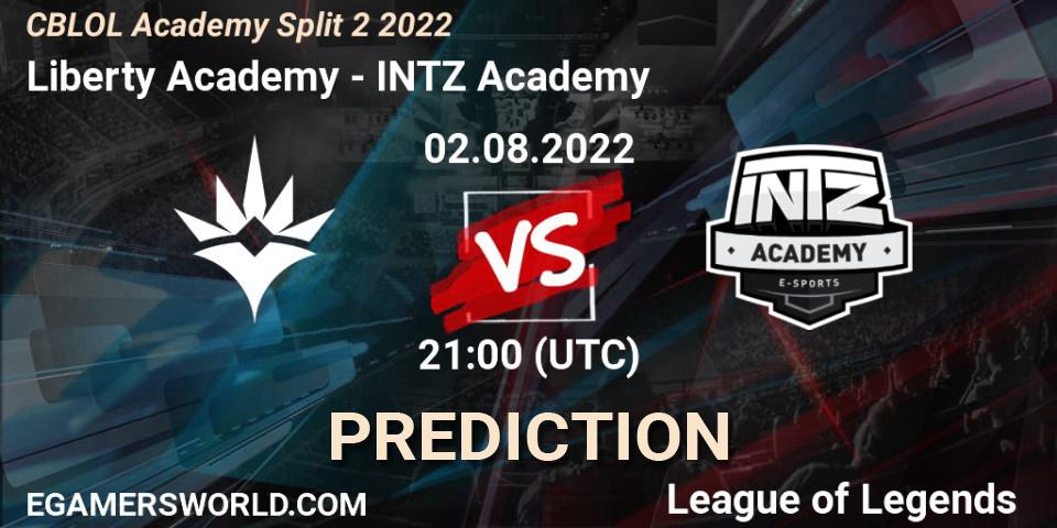 Liberty Academy contre INTZ Academy : prédiction de match. 02.08.2022 at 21:00. LoL, CBLOL Academy Split 2 2022