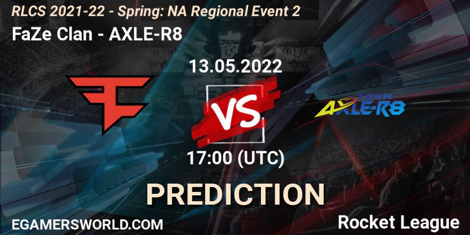 FaZe Clan contre AXLE-R8 : prédiction de match. 13.05.22. Rocket League, RLCS 2021-22 - Spring: NA Regional Event 2
