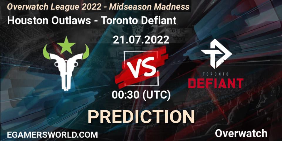 Houston Outlaws contre Toronto Defiant : prédiction de match. 21.07.2022 at 00:30. Overwatch, Overwatch League 2022 - Midseason Madness