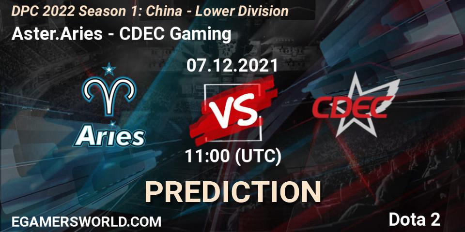 Aster.Aries contre CDEC Gaming : prédiction de match. 07.12.2021 at 11:17. Dota 2, DPC 2022 Season 1: China - Lower Division