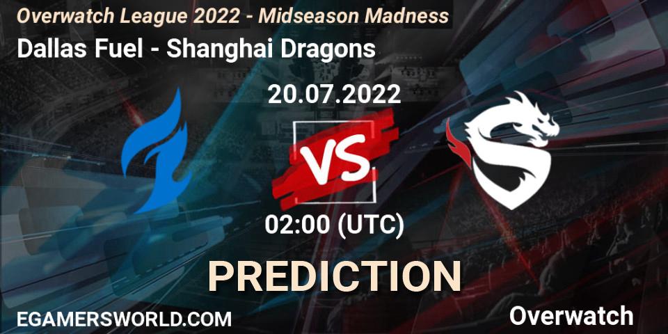 Dallas Fuel contre Shanghai Dragons : prédiction de match. 20.07.2022 at 02:00. Overwatch, Overwatch League 2022 - Midseason Madness