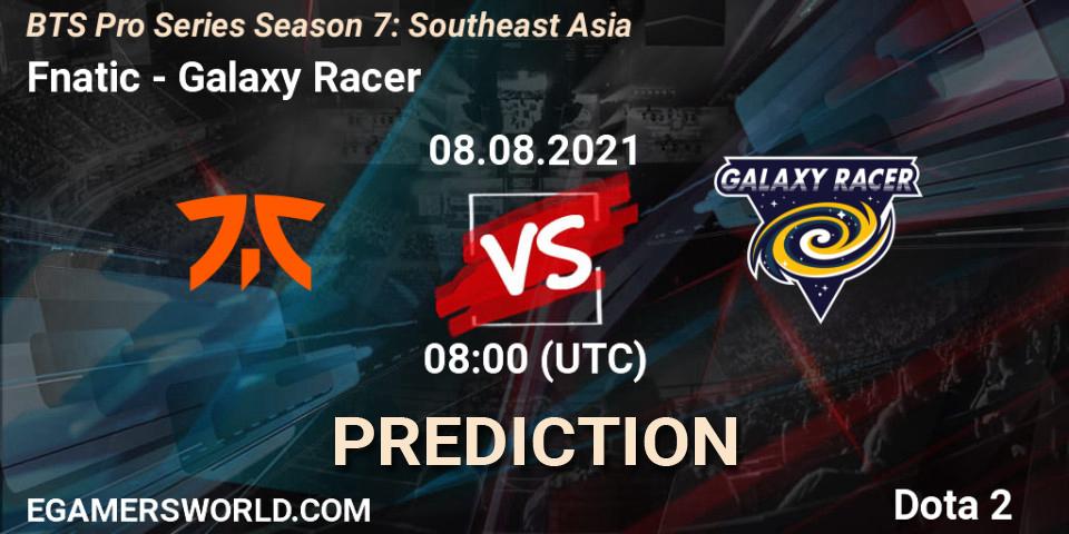 Fnatic contre Galaxy Racer : prédiction de match. 08.08.2021 at 08:04. Dota 2, BTS Pro Series Season 7: Southeast Asia