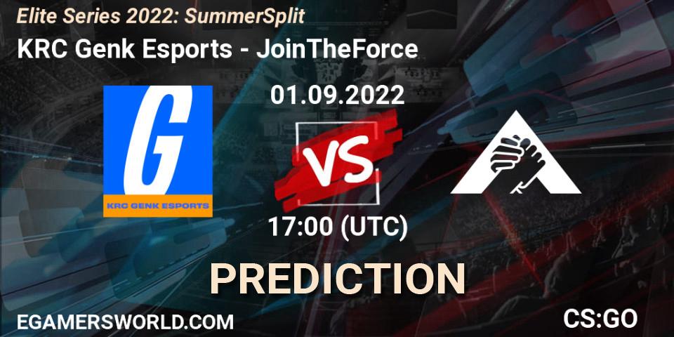 KRC Genk Esports contre JoinTheForce : prédiction de match. 01.09.2022 at 17:00. Counter-Strike (CS2), Elite Series 2022: Summer Split