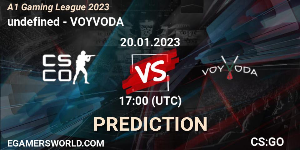 undefined contre VOYVODA : prédiction de match. 20.01.2023 at 17:00. Counter-Strike (CS2), A1 Gaming League 2023