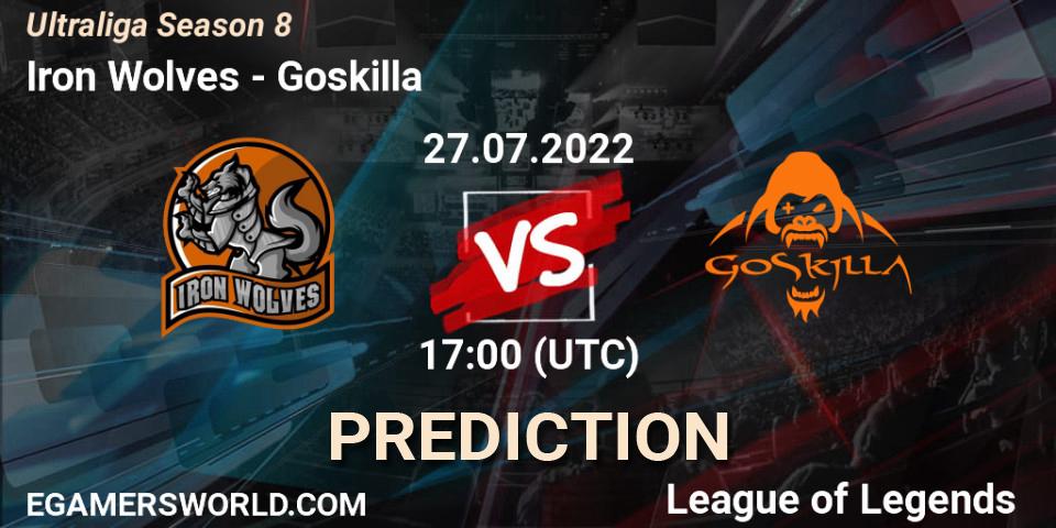 Iron Wolves contre Goskilla : prédiction de match. 27.07.2022 at 17:20. LoL, Ultraliga Season 8