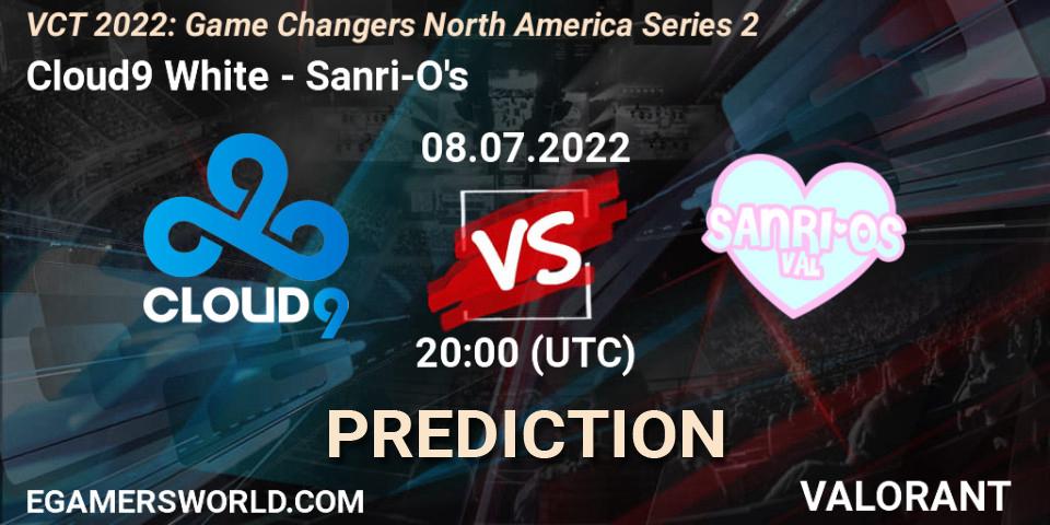 Cloud9 White contre Sanri-O's : prédiction de match. 08.07.2022 at 20:15. VALORANT, VCT 2022: Game Changers North America Series 2