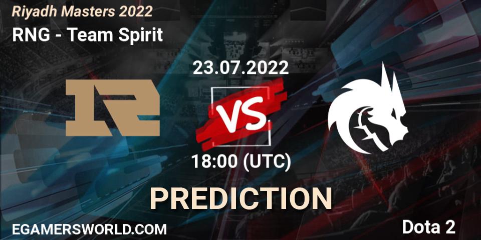 RNG contre Team Spirit : prédiction de match. 23.07.2022 at 17:58. Dota 2, Riyadh Masters 2022