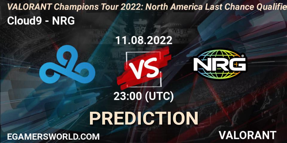 Cloud9 contre NRG : prédiction de match. 12.08.2022 at 00:05. VALORANT, VCT 2022: North America Last Chance Qualifier