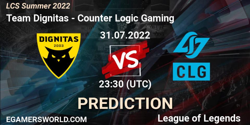 Team Dignitas contre Counter Logic Gaming : prédiction de match. 31.07.2022 at 23:30. LoL, LCS Summer 2022
