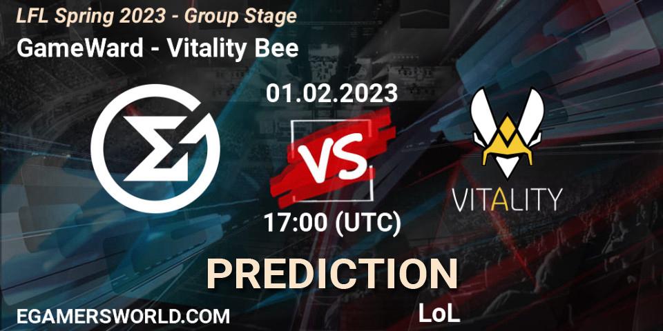 GameWard contre Vitality Bee : prédiction de match. 01.02.2023 at 21:00. LoL, LFL Spring 2023 - Group Stage