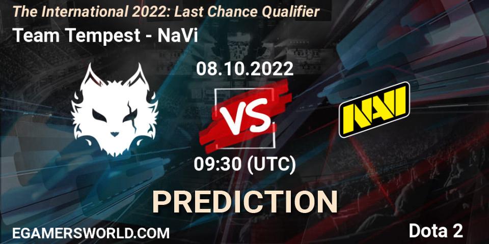 Team Tempest contre NaVi : prédiction de match. 08.10.22. Dota 2, The International 2022: Last Chance Qualifier