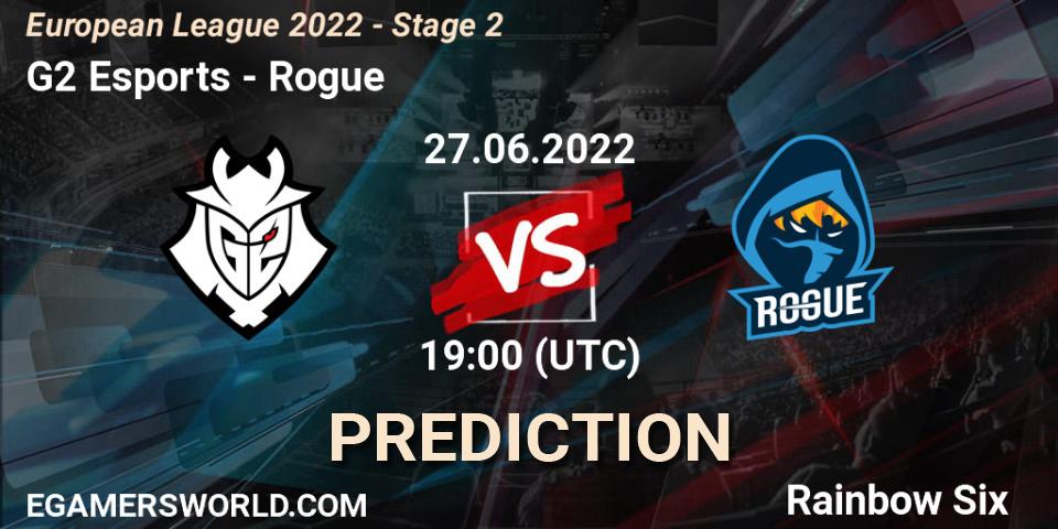 G2 Esports contre Rogue : prédiction de match. 27.06.2022 at 19:00. Rainbow Six, European League 2022 - Stage 2
