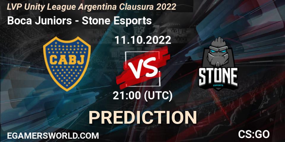 Boca Juniors contre Stone Esports : prédiction de match. 11.10.2022 at 21:00. Counter-Strike (CS2), LVP Unity League Argentina Clausura 2022