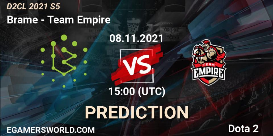 Brame contre Team Empire : prédiction de match. 08.11.21. Dota 2, Dota 2 Champions League 2021 Season 5
