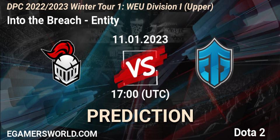Into the Breach contre Entity : prédiction de match. 11.01.2023 at 16:54. Dota 2, DPC 2022/2023 Winter Tour 1: WEU Division I (Upper)