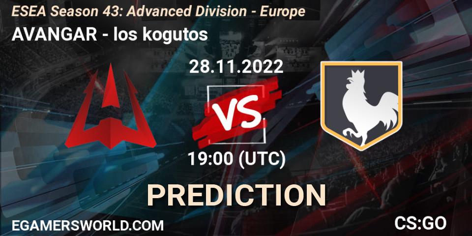 AVANGAR contre los kogutos : prédiction de match. 28.11.22. CS2 (CS:GO), ESEA Season 43: Advanced Division - Europe