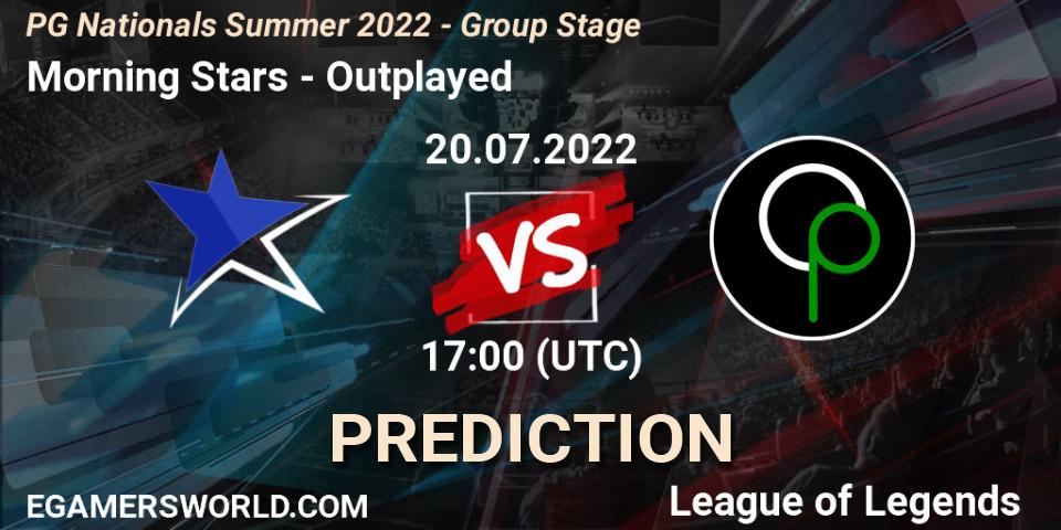 Morning Stars contre Outplayed : prédiction de match. 20.07.2022 at 17:00. LoL, PG Nationals Summer 2022 - Group Stage