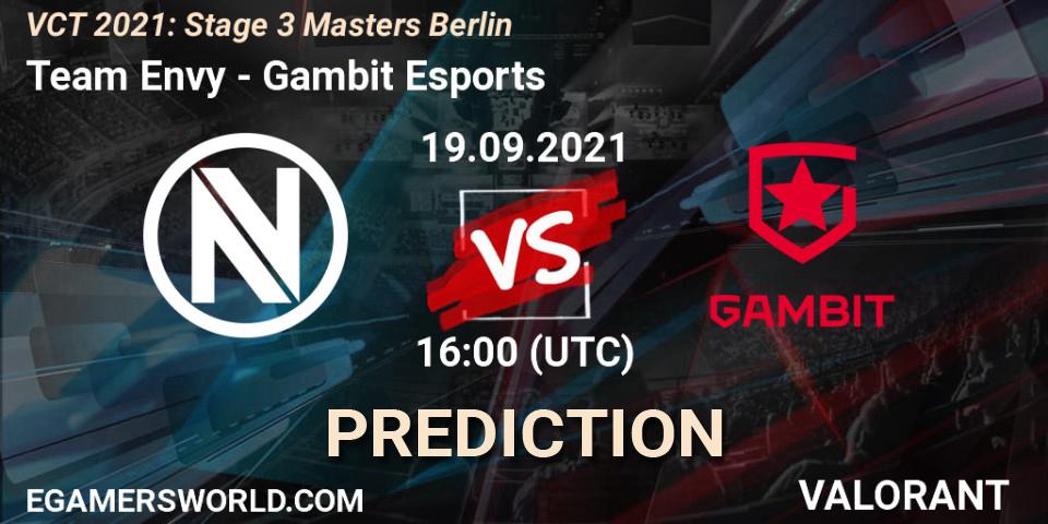 Team Envy contre Gambit Esports : prédiction de match. 19.09.21. VALORANT, VCT 2021: Stage 3 Masters Berlin