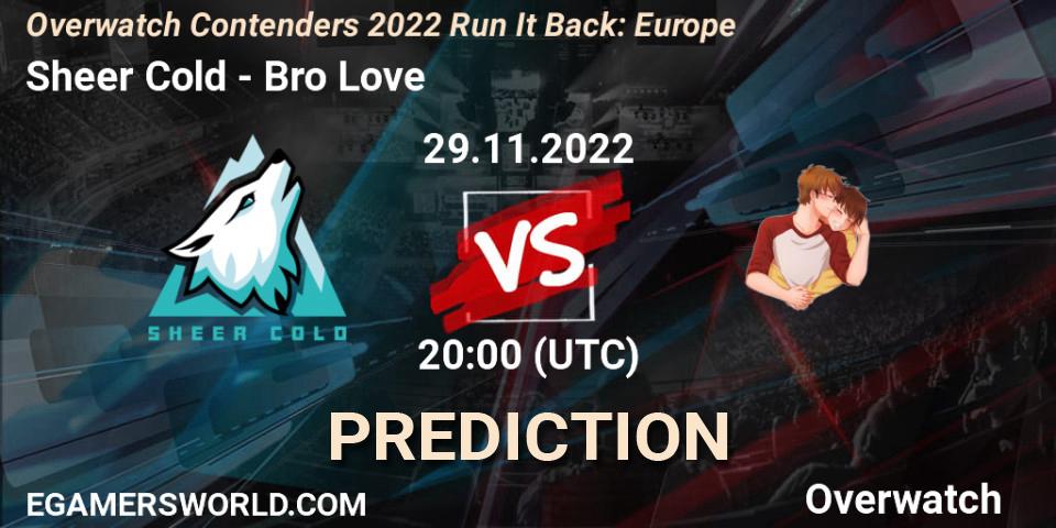 Sheer Cold contre Bro Love : prédiction de match. 29.11.2022 at 20:00. Overwatch, Overwatch Contenders 2022 Run It Back: Europe