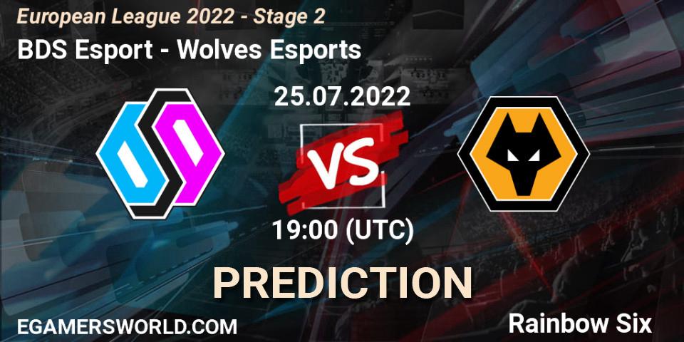 BDS Esport contre Wolves Esports : prédiction de match. 25.07.2022 at 18:00. Rainbow Six, European League 2022 - Stage 2
