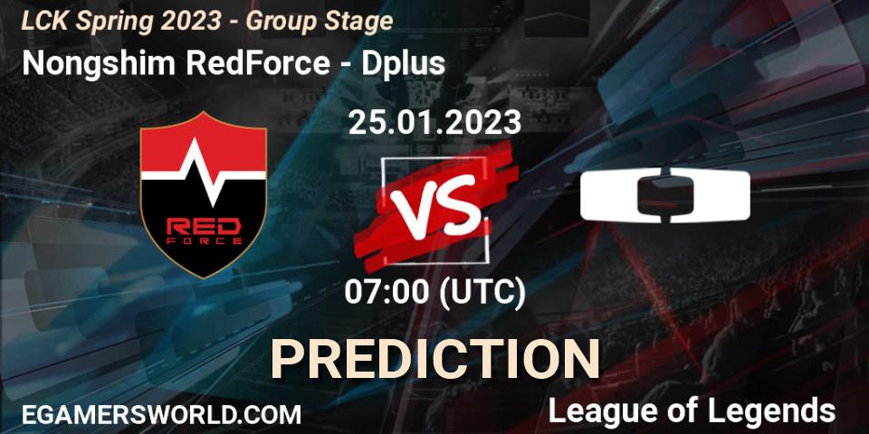 Nongshim RedForce contre Dplus : prédiction de match. 25.01.2023 at 08:00. LoL, LCK Spring 2023 - Group Stage