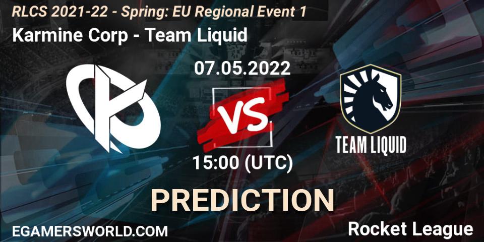 Karmine Corp contre Team Liquid : prédiction de match. 07.05.22. Rocket League, RLCS 2021-22 - Spring: EU Regional Event 1