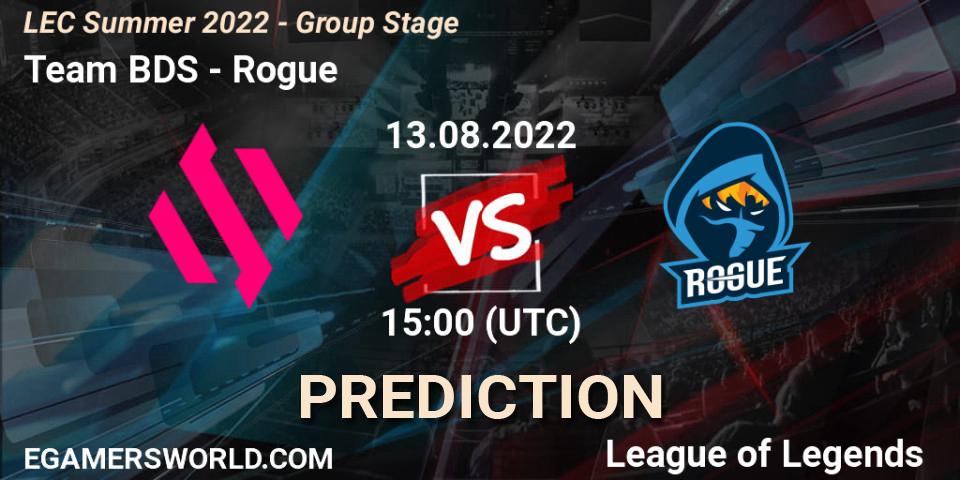 Team BDS contre Rogue : prédiction de match. 13.08.2022 at 15:00. LoL, LEC Summer 2022 - Group Stage