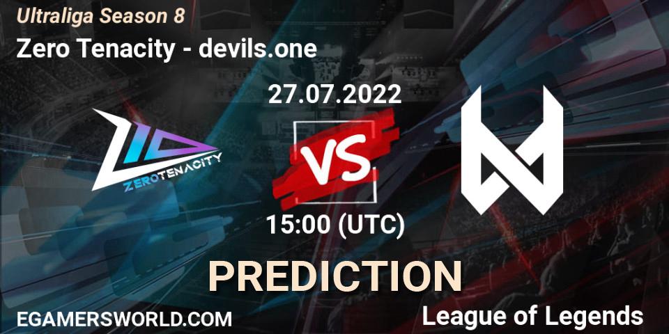 Zero Tenacity contre devils.one : prédiction de match. 27.07.2022 at 15:00. LoL, Ultraliga Season 8