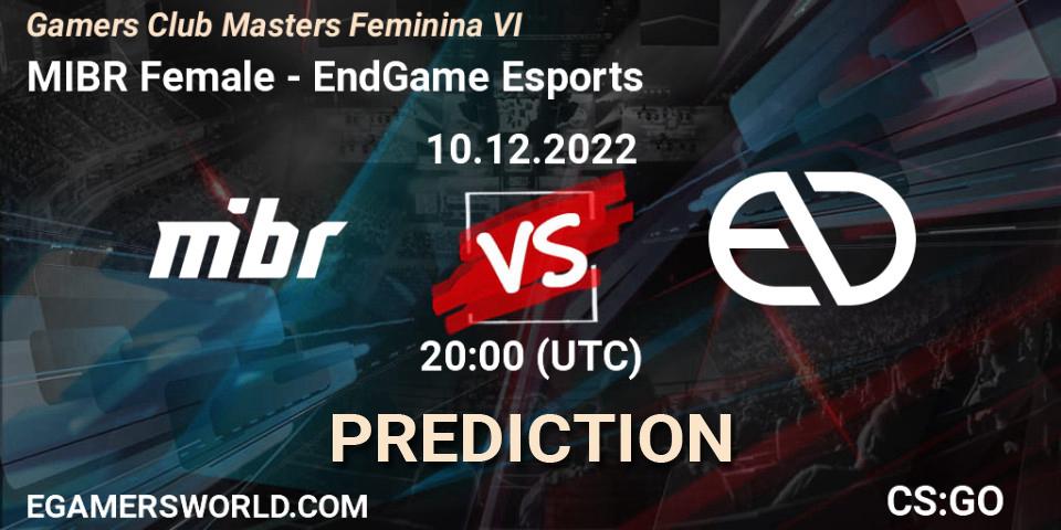 MIBR Female contre EndGame Esports : prédiction de match. 10.12.22. CS2 (CS:GO), Gamers Club Masters Feminina VI