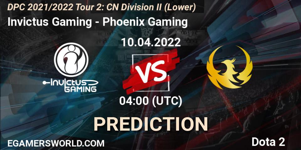 Invictus Gaming contre Phoenix Gaming : prédiction de match. 15.04.2022 at 07:03. Dota 2, DPC 2021/2022 Tour 2: CN Division II (Lower)