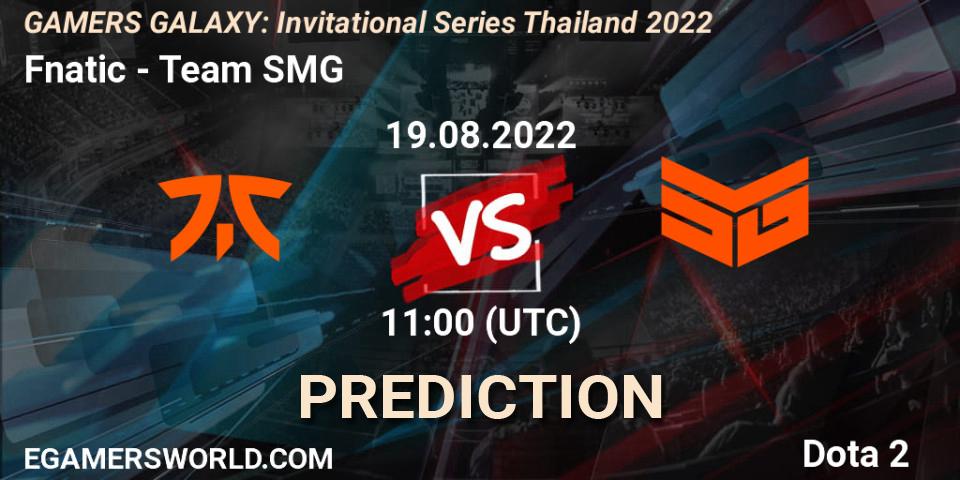 Fnatic contre Team SMG : prédiction de match. 19.08.2022 at 11:30. Dota 2, GAMERS GALAXY: Invitational Series Thailand 2022