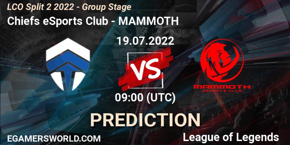 Chiefs eSports Club contre MAMMOTH : prédiction de match. 19.07.22. LoL, LCO Split 2 2022 - Group Stage