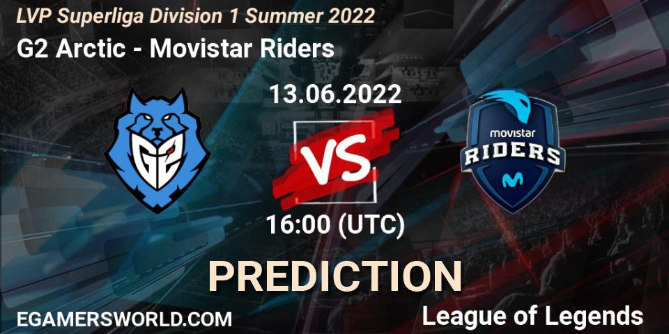 G2 Arctic contre Movistar Riders : prédiction de match. 13.06.2022 at 16:00. LoL, LVP Superliga Division 1 Summer 2022