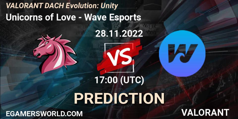 Unicorns of Love contre Wave Esports : prédiction de match. 28.11.22. VALORANT, VALORANT DACH Evolution: Unity