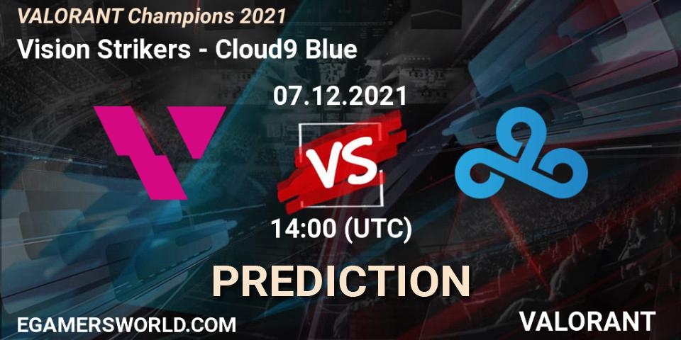 Vision Strikers contre Cloud9 Blue : prédiction de match. 07.12.2021 at 14:00. VALORANT, VALORANT Champions 2021